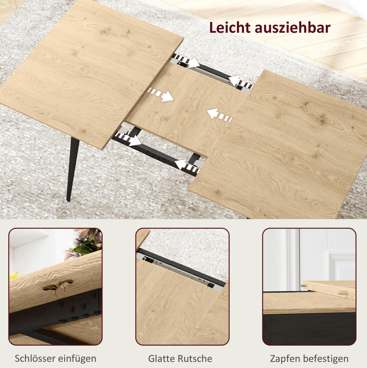 ESSTISCH 120/160/75 cm Natur aus MDF mit Ausziehfunktion - Braun, Holzwerkstoff (160/75/77cm) - OKMYHOME