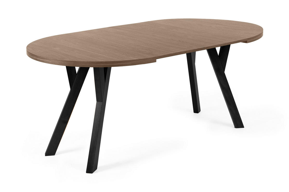 ESSTISCH INDAGA Ausziehbar 100-180cm Rund, lefkas/schwarz - Schwarz/Braun, Holz (100/180/75cm) - KONSIMO®