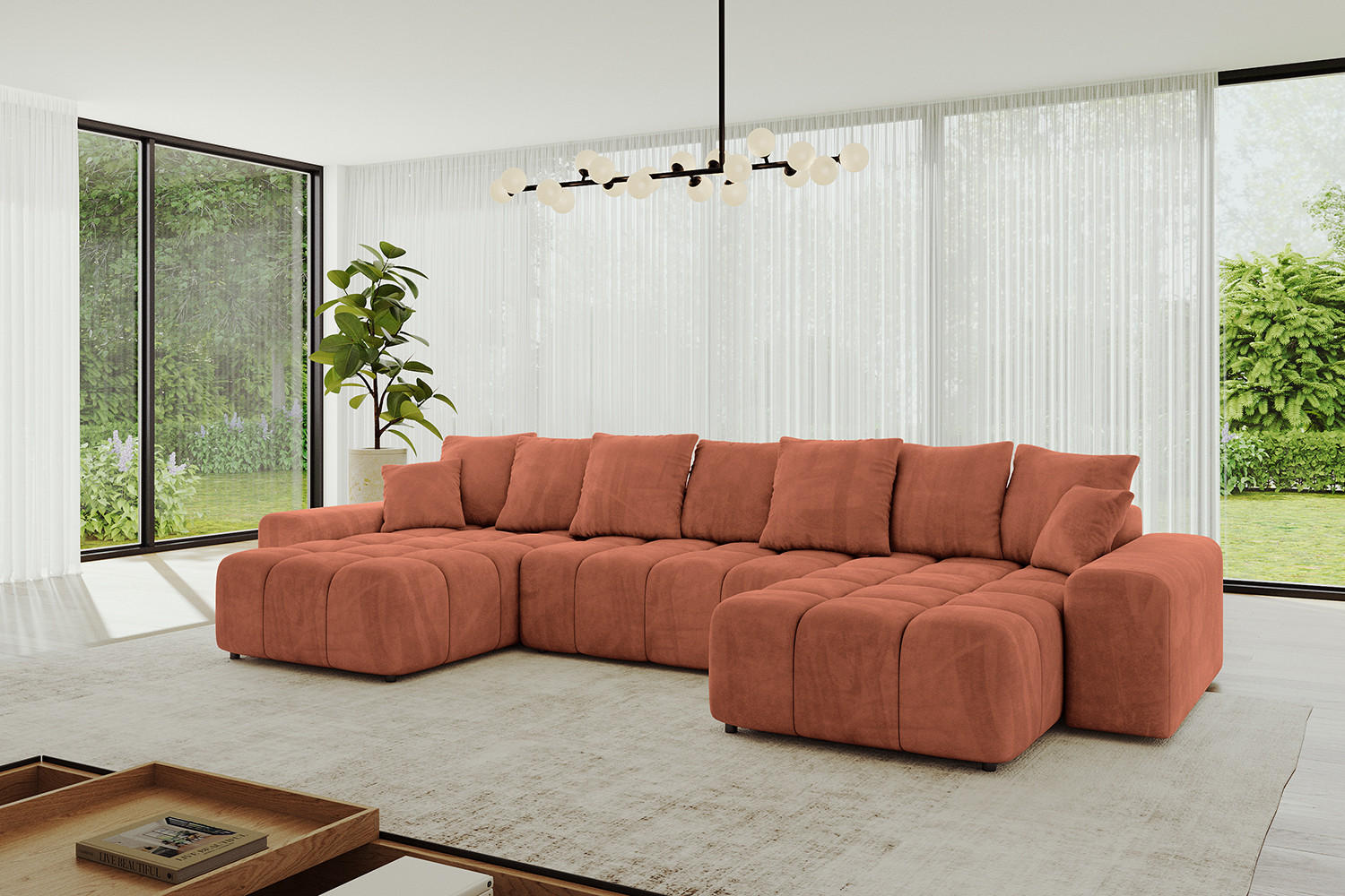 Thumbnail - Altdecor Wohnlandschaft, Koralle, Textil, 6-Sitzer, U-Form, 390x84x175 cm, Wohnzimmer, Sofas & Couches, Wohnlandschaften...