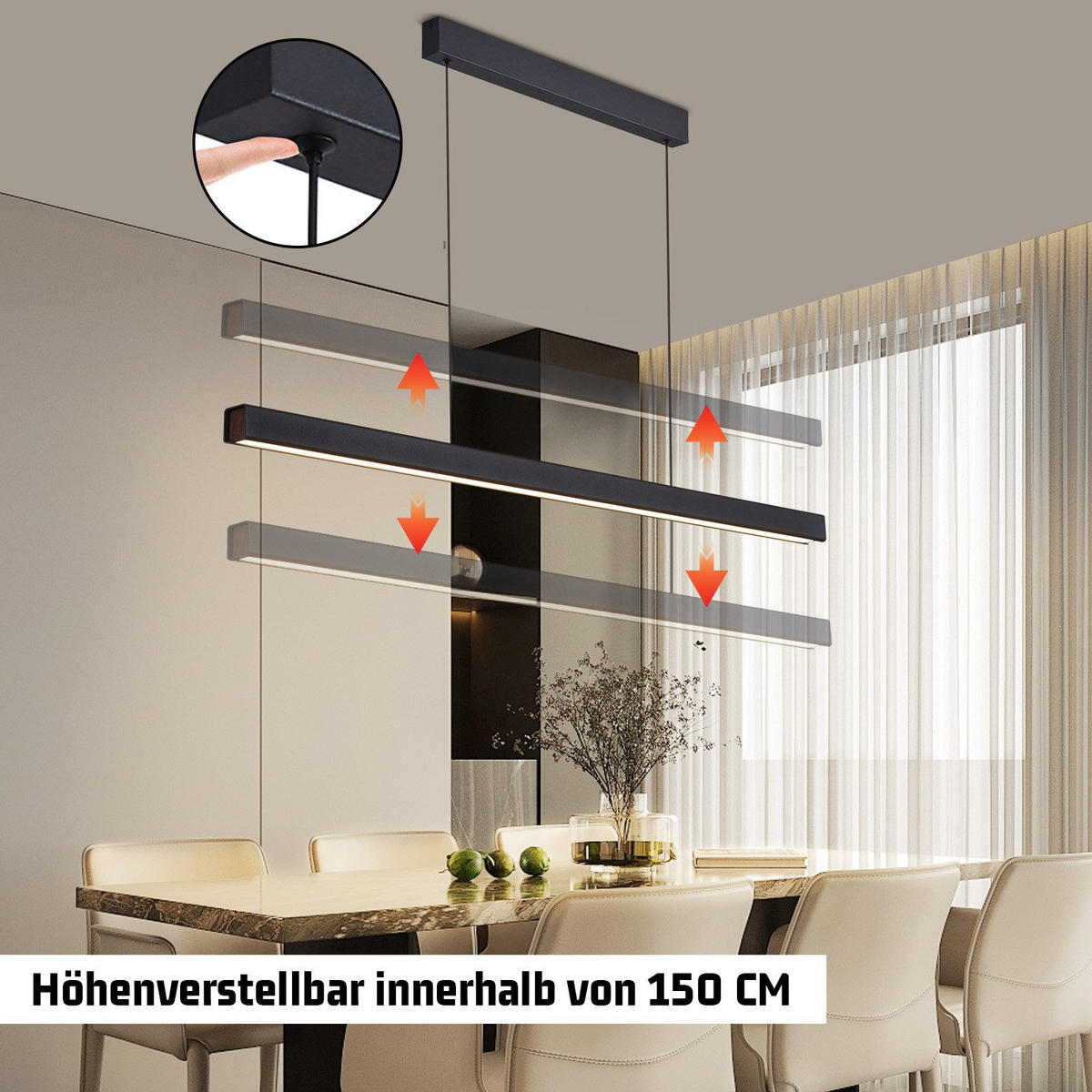 LED závěsné světlo Revak 148,5/4,6/4,6 cm - černá, kov (148.5/4.6/4.6cm) - Nettlife