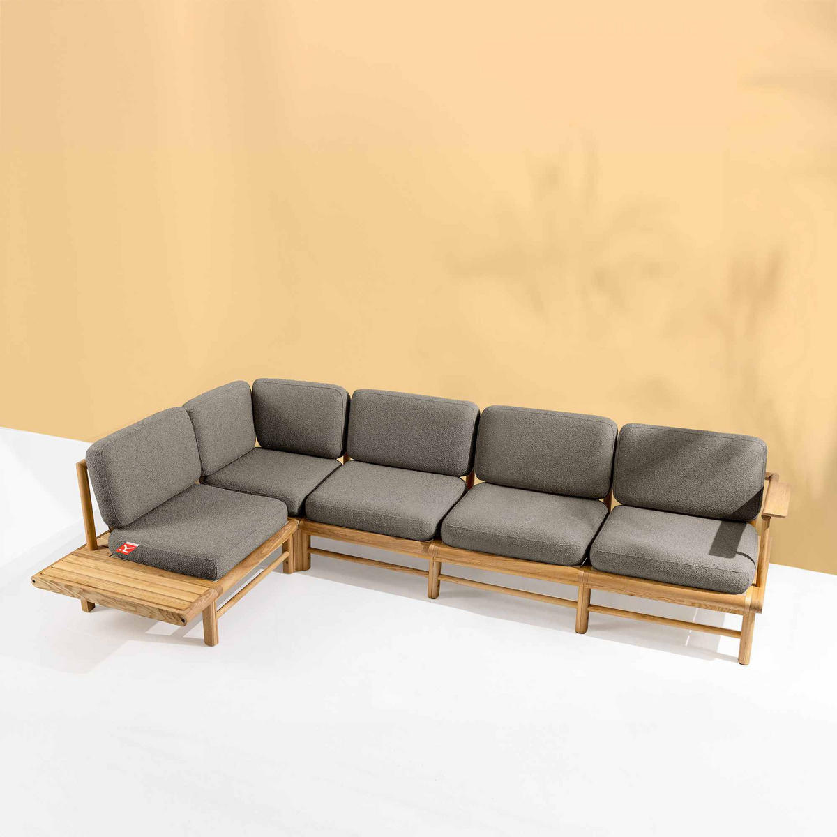 LOUNGESOFA ATREDA links - Grau, Holz/Textil (300/80/175cm) - KONSIMO®