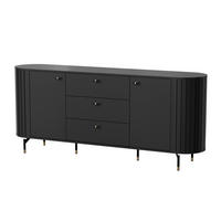 KOMMODE THIRA 190,1/81/40cm mit 3 Schubladen 2 Türen Schwarz - Schwarz, Holzwerkstoff (190.1/81/40cm) - MASSENO