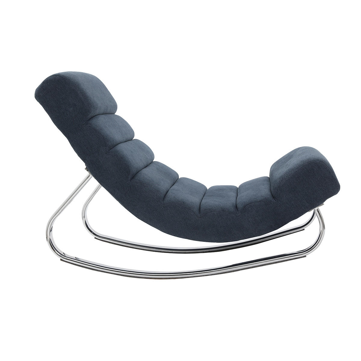 SCHAUKELSTUHL Design Stoff Hellgrau TAYLOR - Dunkelblau, Textil (113/82/56cm) - Miliboo