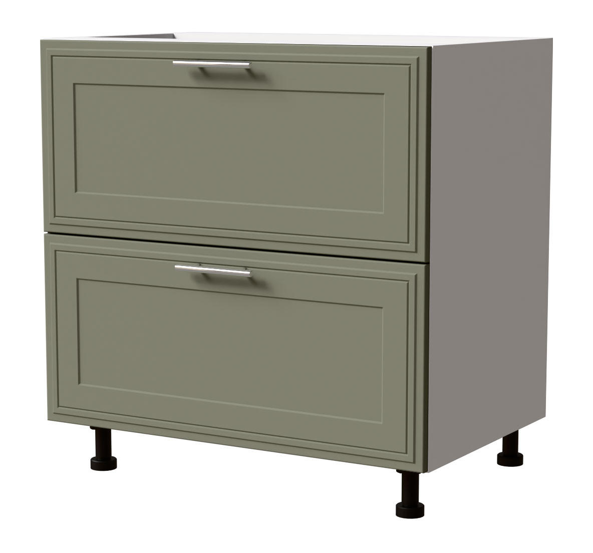 SCHUBLADENUNTERSCHRANK Salo D2/80 Weiß / Reed Green Matt 80 / 50 / 82cm - Blum Teilauszug - Weiß/Grün, Holz/Holzwerkstoff (80/82/50cm) - Feldmann-Wohnen