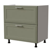 SCHUBLADENUNTERSCHRANK Salo D2/80 Weiß / Reed Green Matt 80 / 50 / 82cm - Blum Teilauszug - Weiß/Grün, Holz/Holzwerkstoff (80/82/50cm) - Feldmann-Wohnen