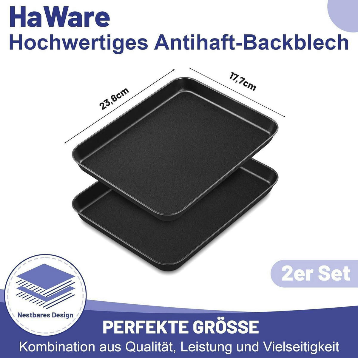 BACKBLECH 2er Set Antihaftbeschichtet 40.5 x 30.5 cm - Schwarz, Metall (17.7/2.5/23.7cm)