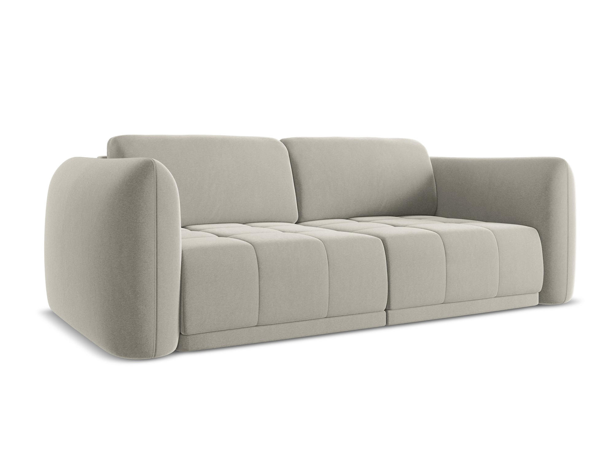3-SITZER SOFA Samt Stoff Creme - Perlmutt/Creme, Kunststoff/Textil (210/74/105cm) - Makamii