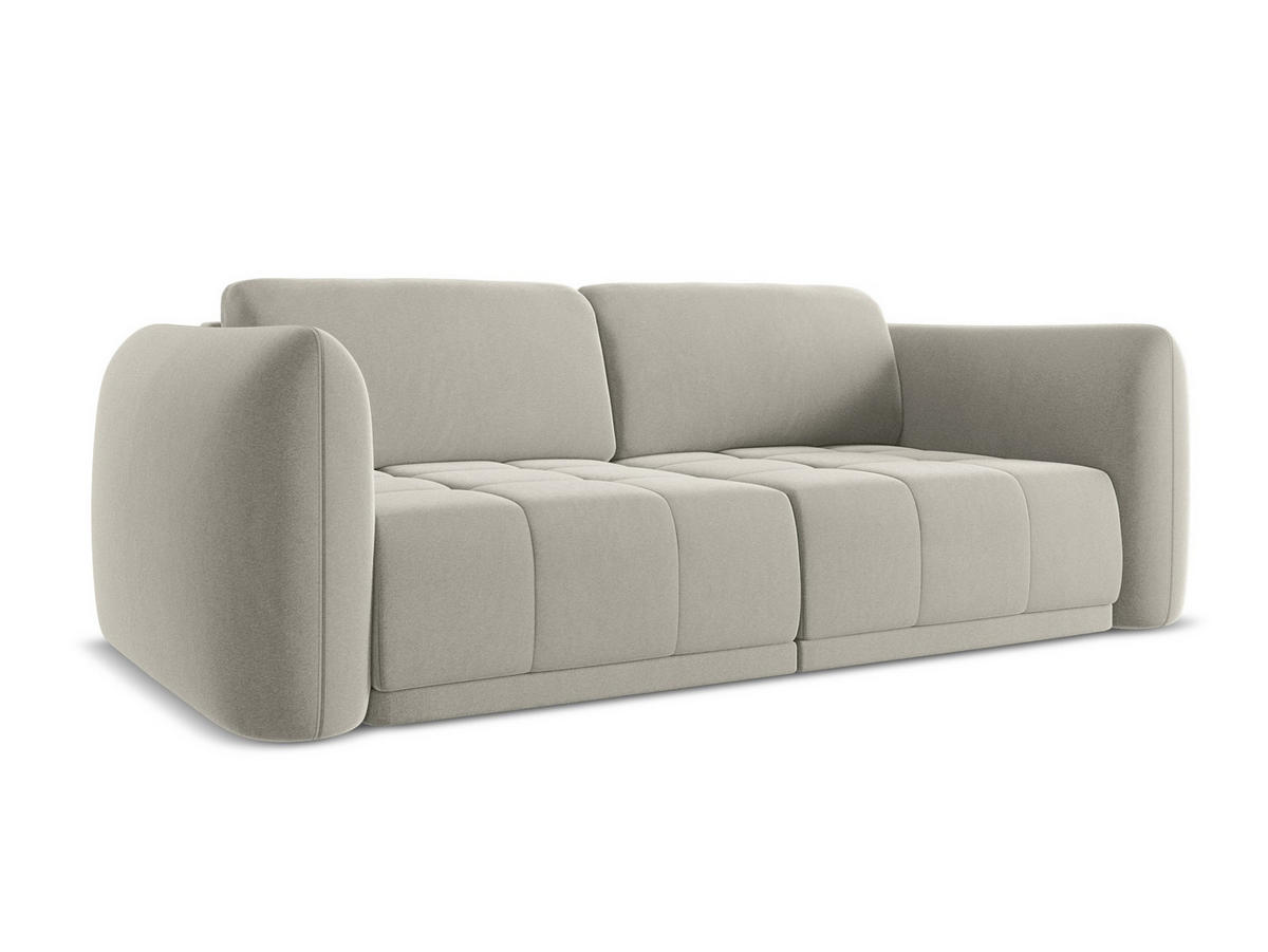 3-SITZER SOFA Samt Stoff Creme - Perlmutt/Creme, Kunststoff/Textil (210/74/105cm) - Makamii