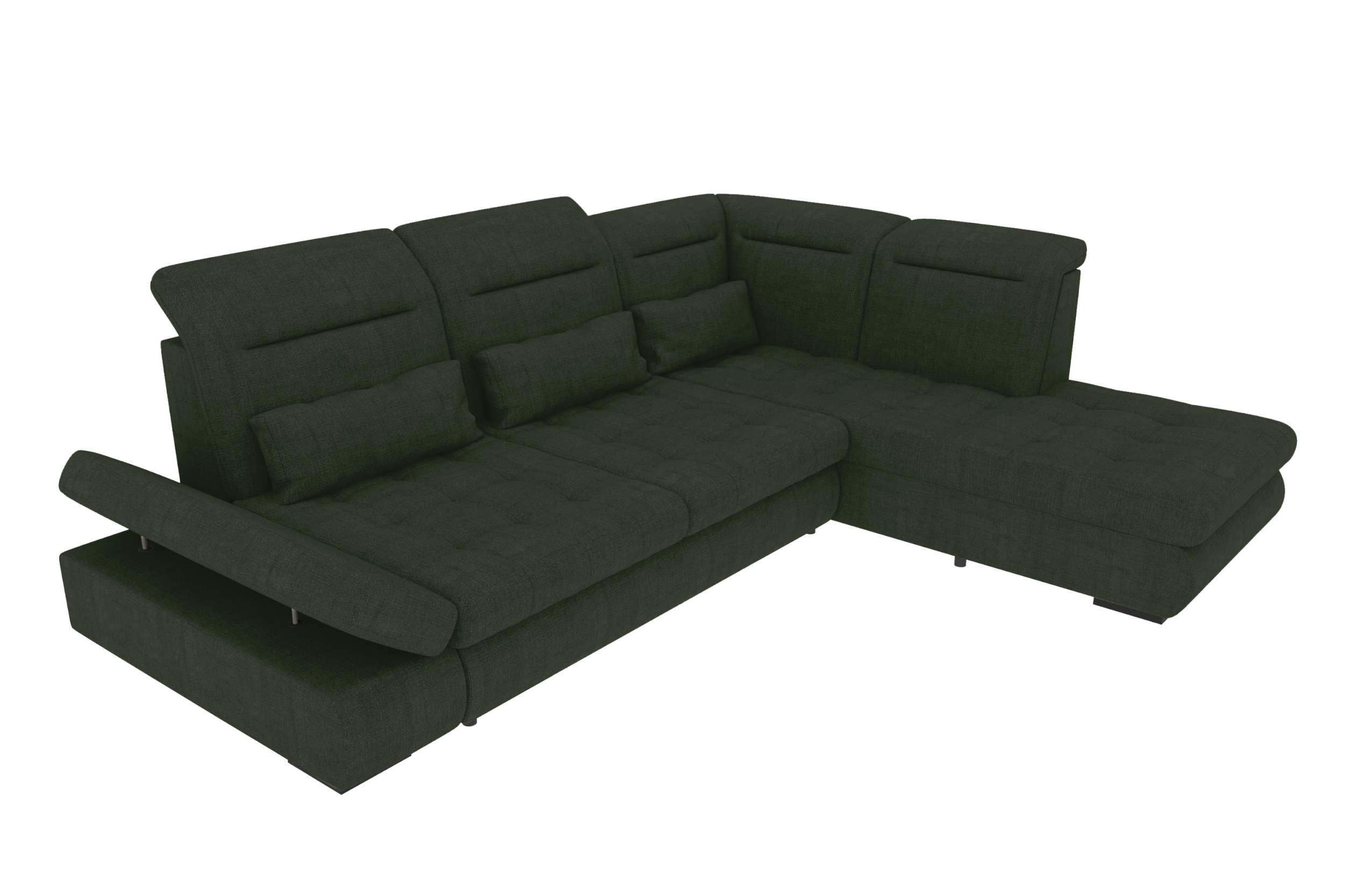ECKSOFA Toscana Velours inkl. Schlaffunktion - Olivgrün, Textil (279/227cm) - 99rooms