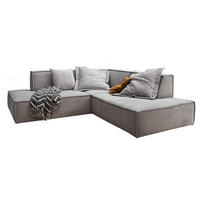 ECKSOFA SAMU Silber Webstoff - Silberfarben/Schwarz, Textil (226/224cm) - KAWOLA