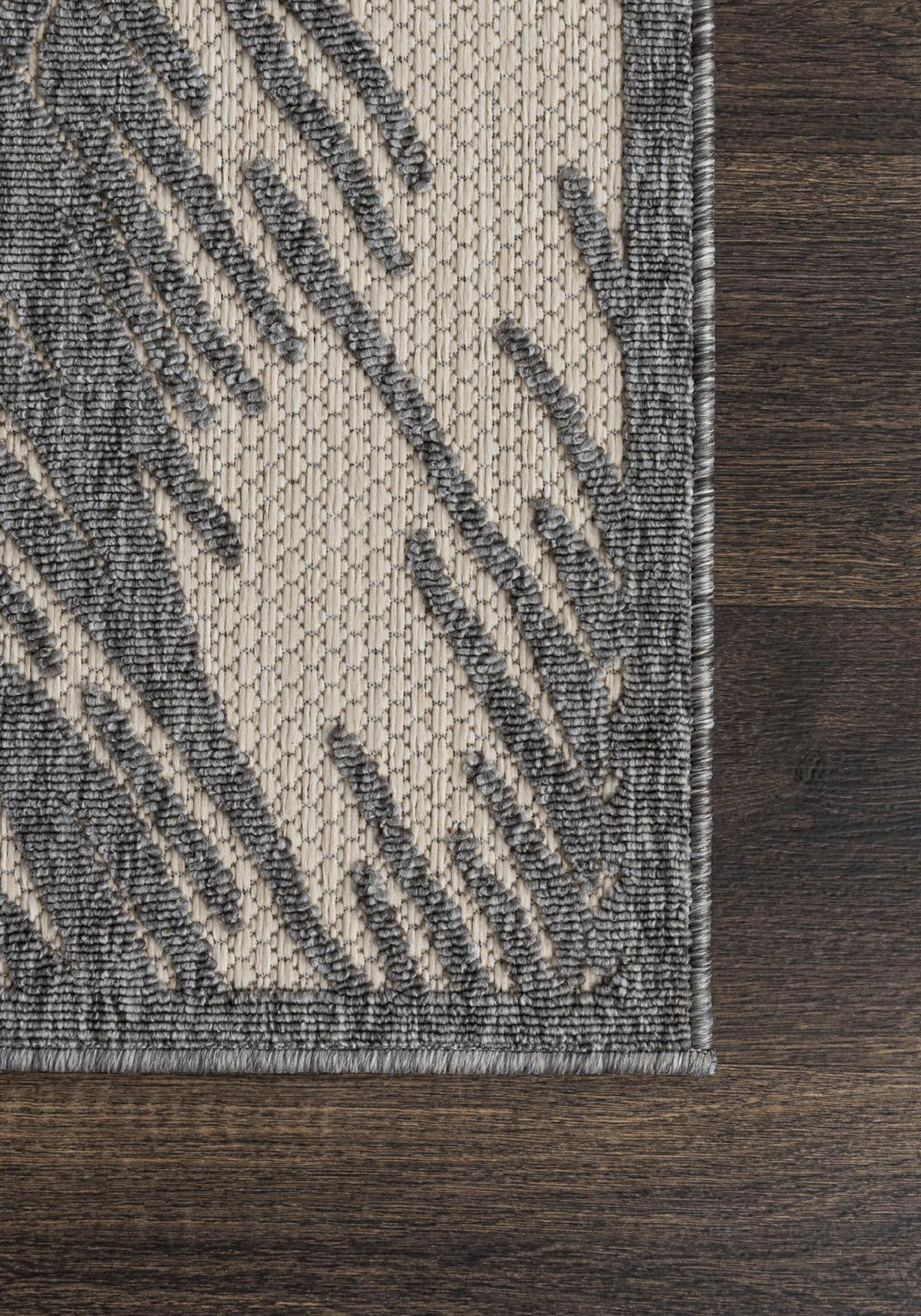 TEPPICH Beige In-Outdoor - Kurzflor Rechteckig, Motiv Pflanzen, Blätter, Blumen - 160 x 230 cm - Beige/Hellgrau, Textil (160/230cm) - Mazovia