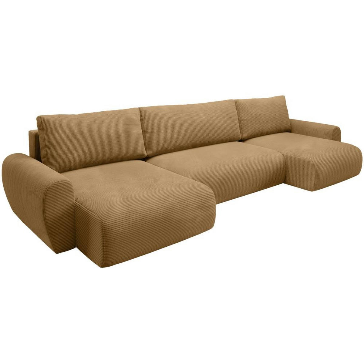 WOHNLANDSCHAFT mit Schlaffunktion Poss U gelb - Gelb, Textil (395/70/153cm) - Beautysofa