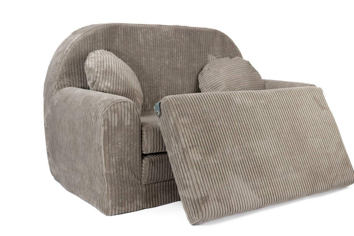 KINDERSOFA MIT VERLÄNGERUNG aus Kuschel-Cord in Braun - Braun, Textil (100/60/50cm) - Fortisline