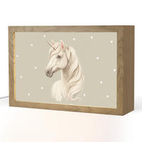 NACHTTISCHLAMPE Einhorn - Weiß - Punkte 30x20 cm - Taupe, Holzwerkstoff (8/30/20cm)