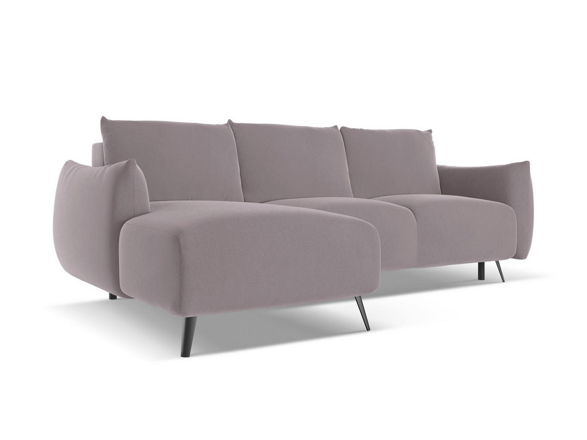 ECKSOFA mit Schlaffunktion Samt Stoff Violett - Lila/Flieder, Textil/Metall (162/242cm) - Makamii