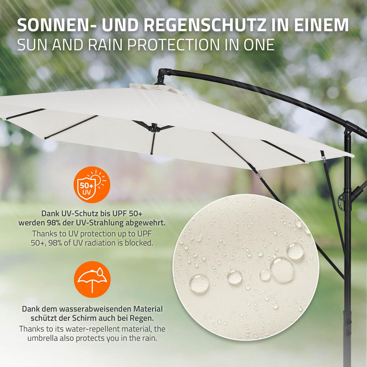 AMPELSCHIRM Ø 330 cm in Beige aus Aluminium - Beige, Metall (330/330cm) - ML-DESIGN