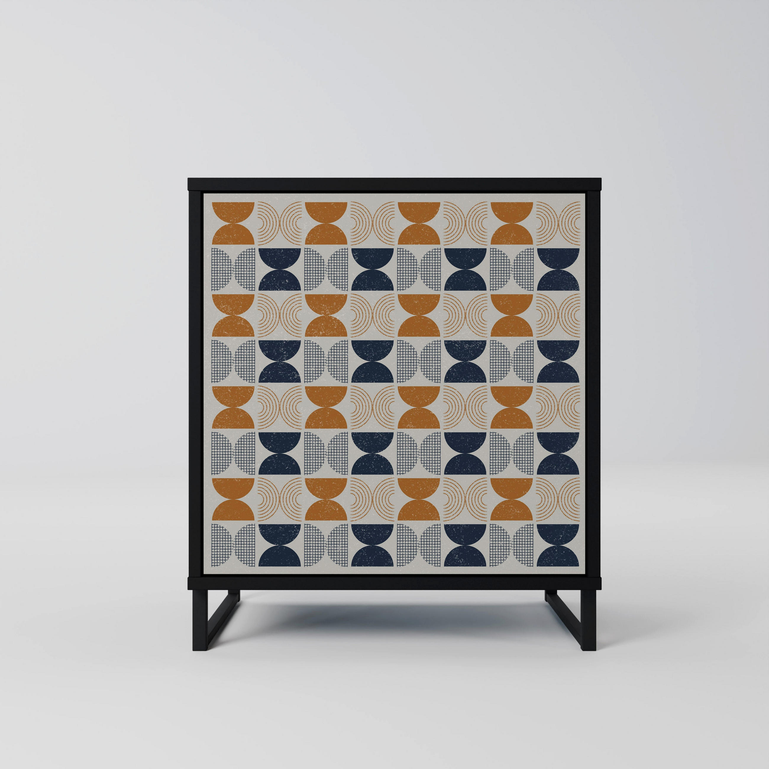 SIDEBOARD REFLECTION RANGE, Schwarz, 57,5x42x67,5 cm, Schwarze Metall-Rahmenfüße - Multicolor/Schwarz, Holzwerkstoff/Metall (57.5/67.5/42cm) - SpaceRebels