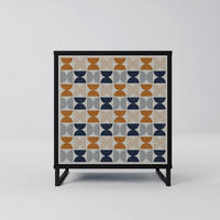 SIDEBOARD REFLECTION RANGE, Schwarz, 57,5x42x67,5 cm, Schwarze Metall-Rahmenfüße - Multicolor/Schwarz, Holzwerkstoff/Metall (57.5/67.5/42cm) - SpaceRebels