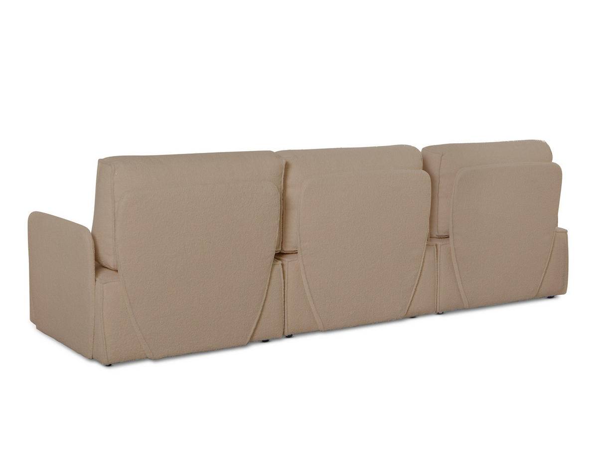 3-SITZER-SOFA Chaiselongue bezogen Bouclé und Kiefernholz Stein LEA - Braun, Textil (278/87/90cm) - RNT By Really Nice Things