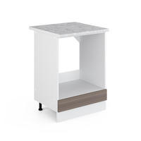 HERDUMBAUSCHRANK R-Line Grau 60 cm, AP Marmor - Weiß/Braun, Holzwerkstoff (60/81.6/60cm) - Vicco