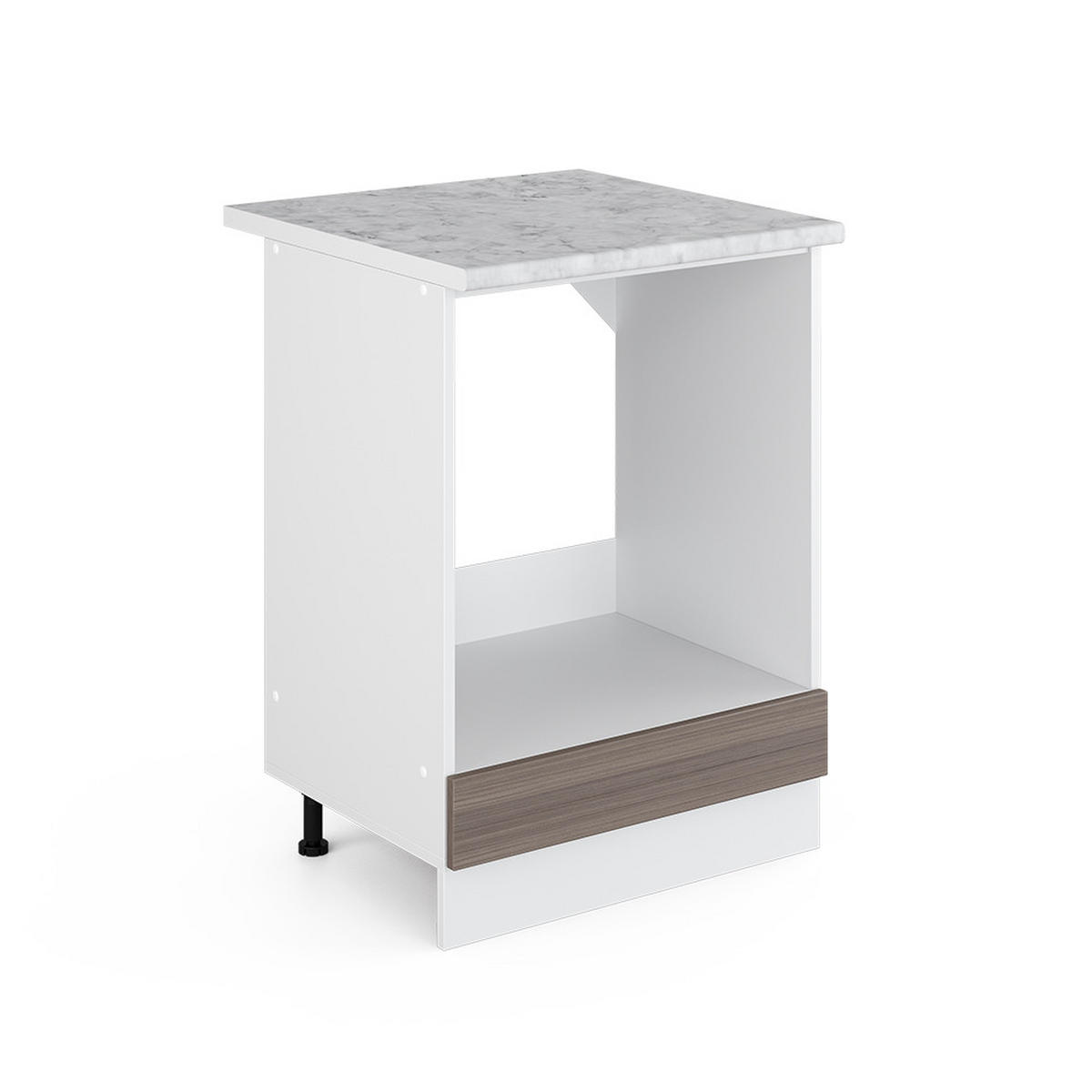 HERDUMBAUSCHRANK R-Line Grau 60 cm, AP Marmor - Weiß/Braun, Holzwerkstoff (60/81.6/60cm) - Vicco