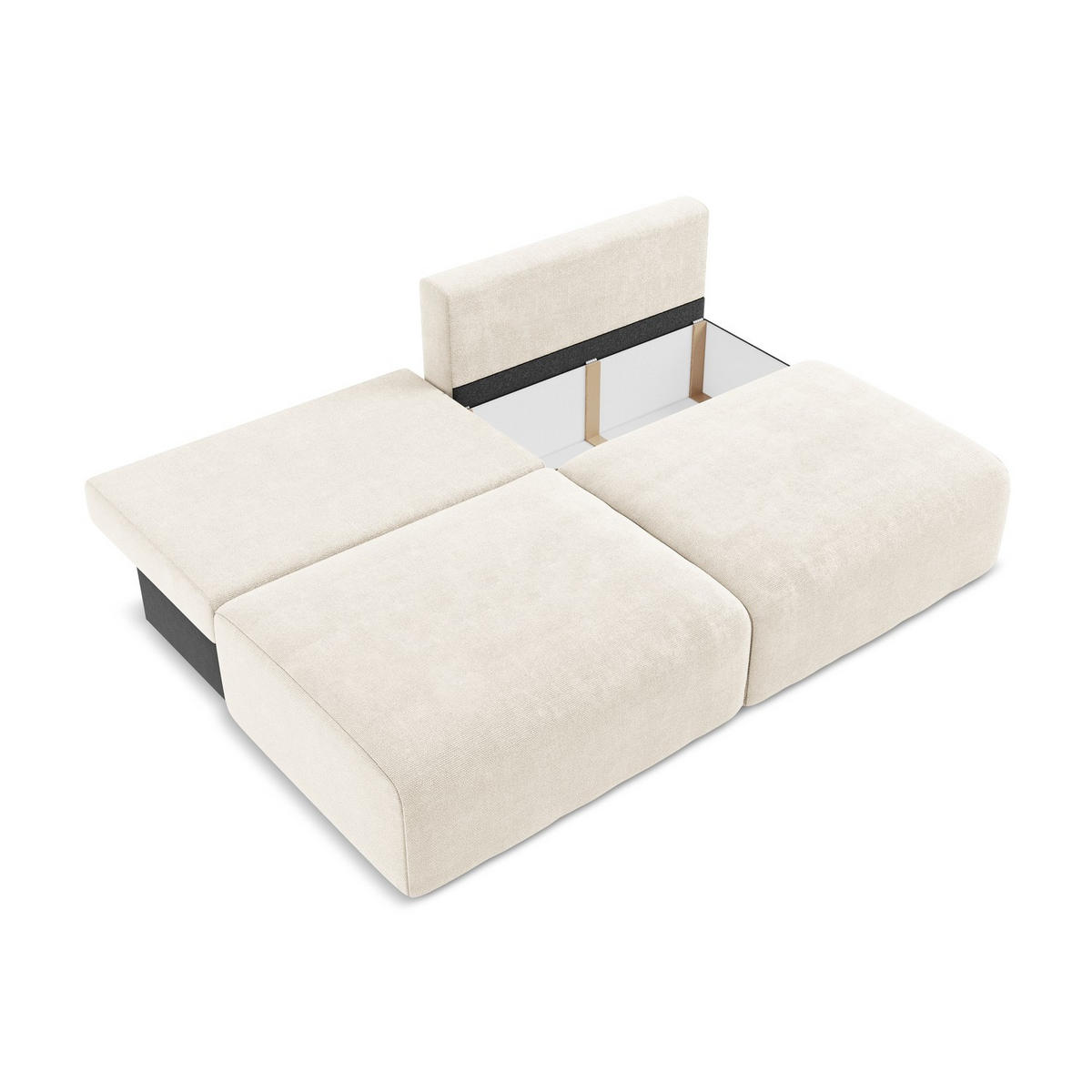 3-SITZER SOFA mit Schlaffunktion Chenille Stoff Beige - Beige/Creme, Kunststoff/Textil (216/79/102cm) - LaMiaSofa
