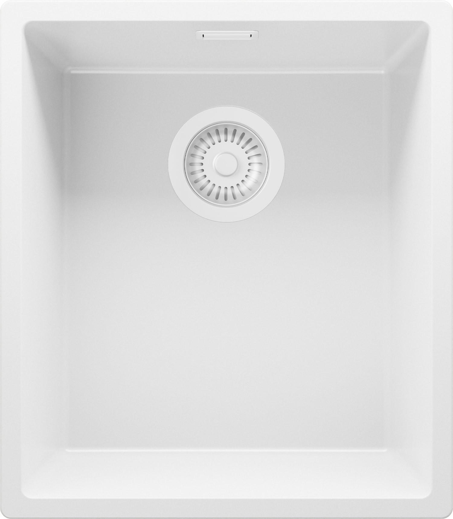 SPÜLBECKEN London Slim, 2-er set Alles Weiß 41/47 cm 1 Becken + Ablauf-Set ab 45er Unterschrank - Weiß, Kunststoff (41/20/47cm) - Primagran