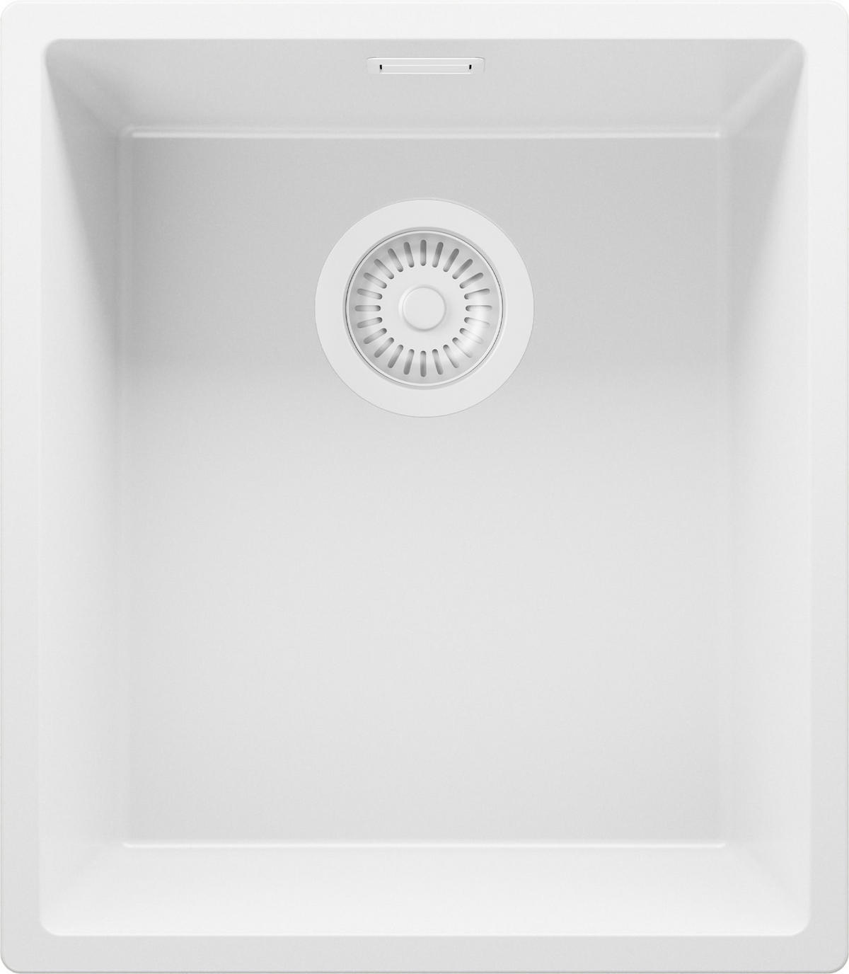 UNTERBAUSPÜLE GRANIT London, 2-er set Alles Weiß 41/47 cm 1 Becken + Ablauf-Set ab 45er Unterschrank - Weiß, Kunststoff (41/20/47cm) - Primagran