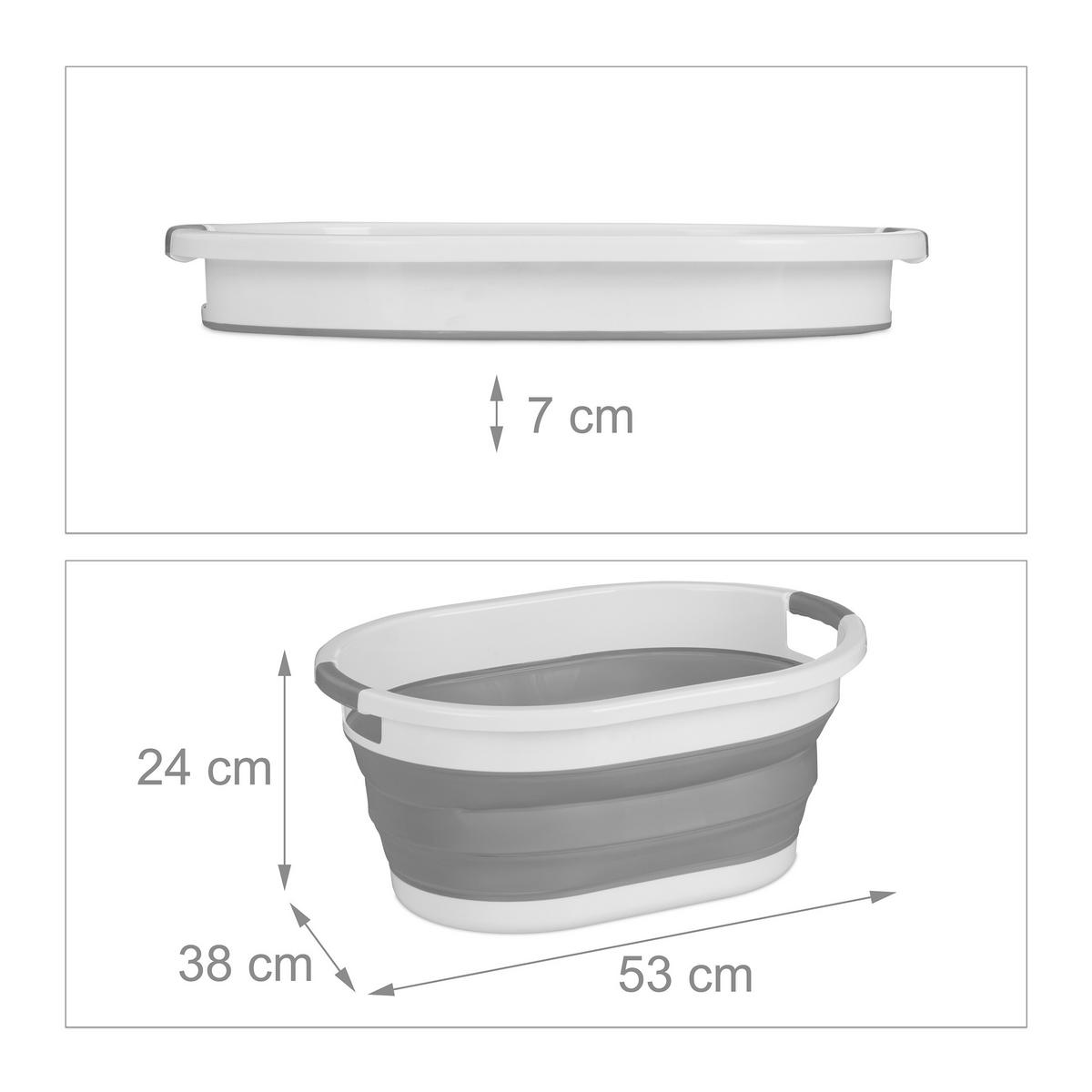 WÄSCHEKORB Grau faltbar Kunststoff 24 l - Grau, Kunststoff (53/24/38cm) - Relaxdays