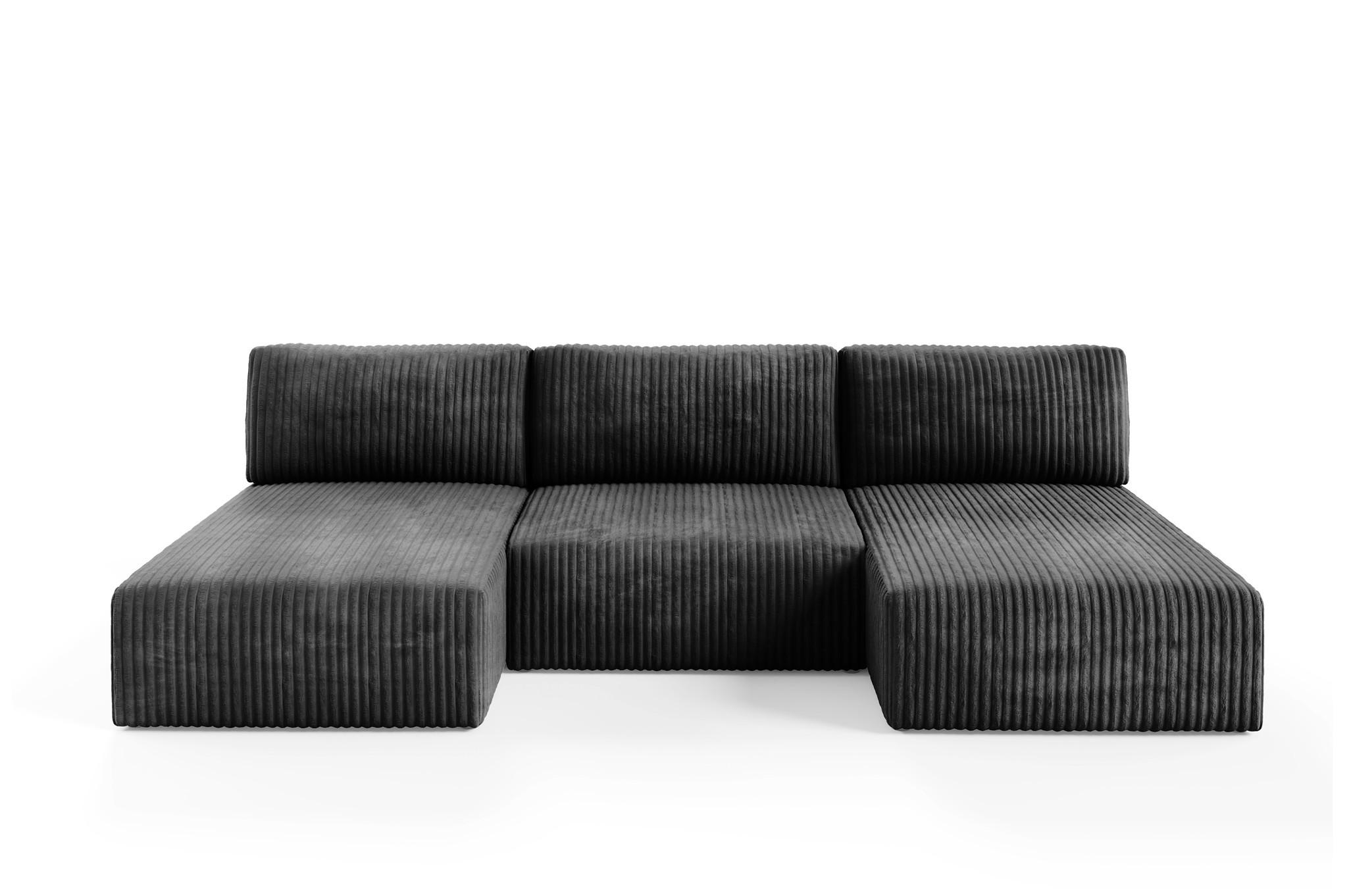 Fun Möbel Wohnlandschaft Schwarz 304x85x149 cm