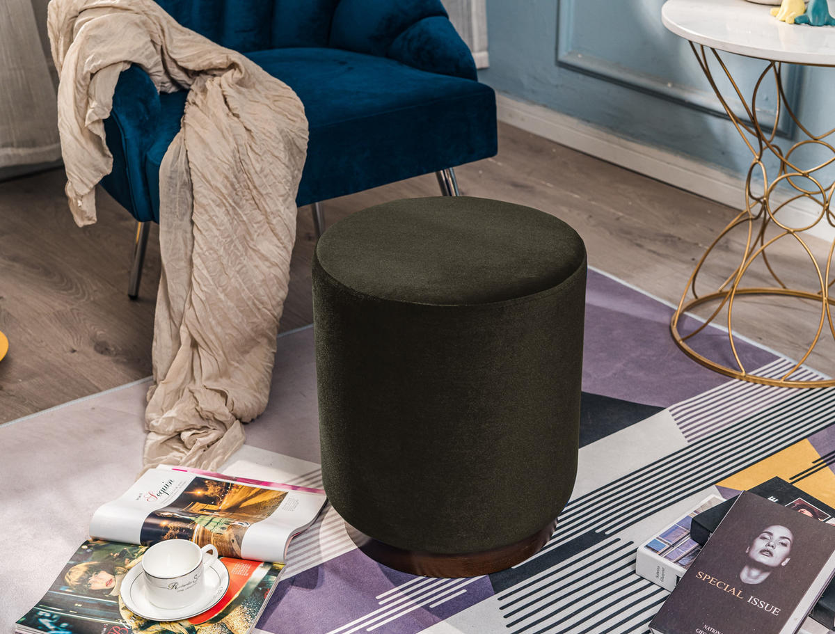 POUF Samt Braun - Braun, Textil (35/42/35cm) - Nordlys
