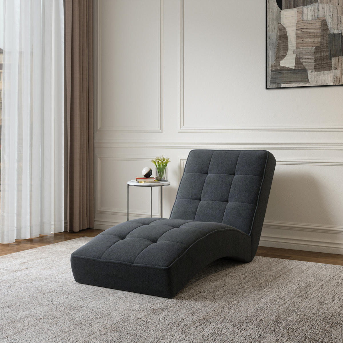 CHAISELONGUE - Livano - Anthrazit (Twist 23) - Anthrazit, Holzwerkstoff (73/79/170cm) - Möblo
