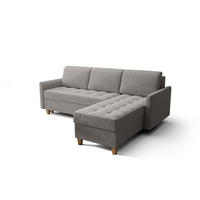 ECKSOFA KONGO RBN08, Eckcouch in L-Form mit Schlaffunktion, Farbe: Grau, Velourstoff, Ottomane Rechts - Grau, Textil (240/180cm) - O-Sofa