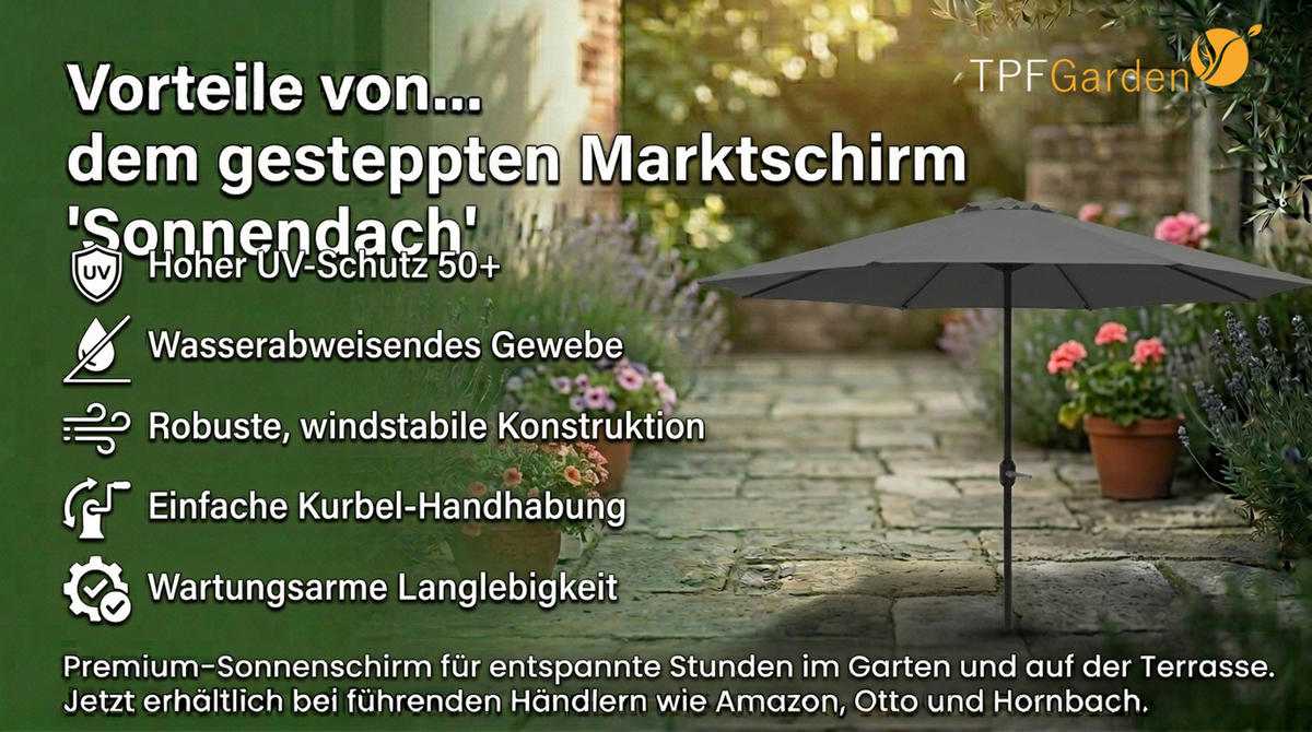 MARKTSCHIRM Macclesfield - grauer Gartenschirm für 300cm Sonnenschutz mit Kurbel und Knick - BxTxH: 300x300x240 cm - Grau, Metall (300/300cm) - TPFGarden