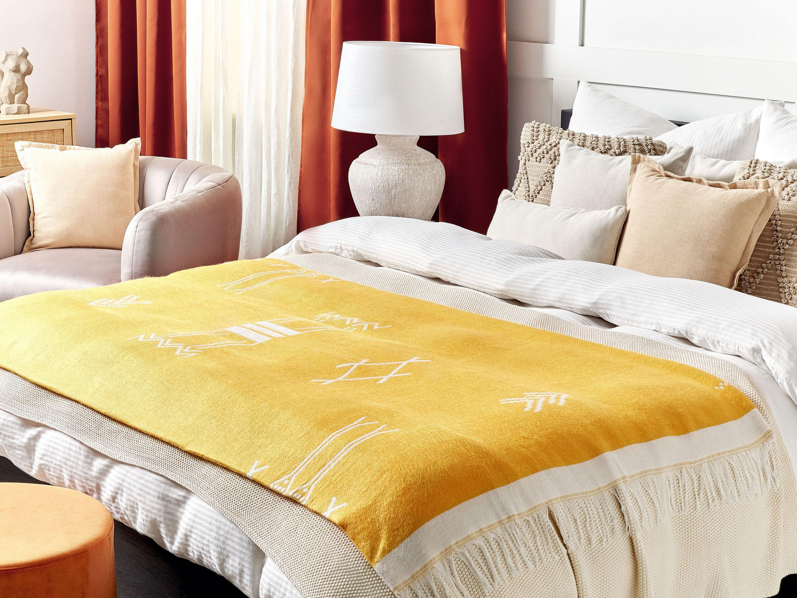 DECKE Gelb Jalkini 130/170 cm - Gelb, Textil (130/170cm) - Beliani