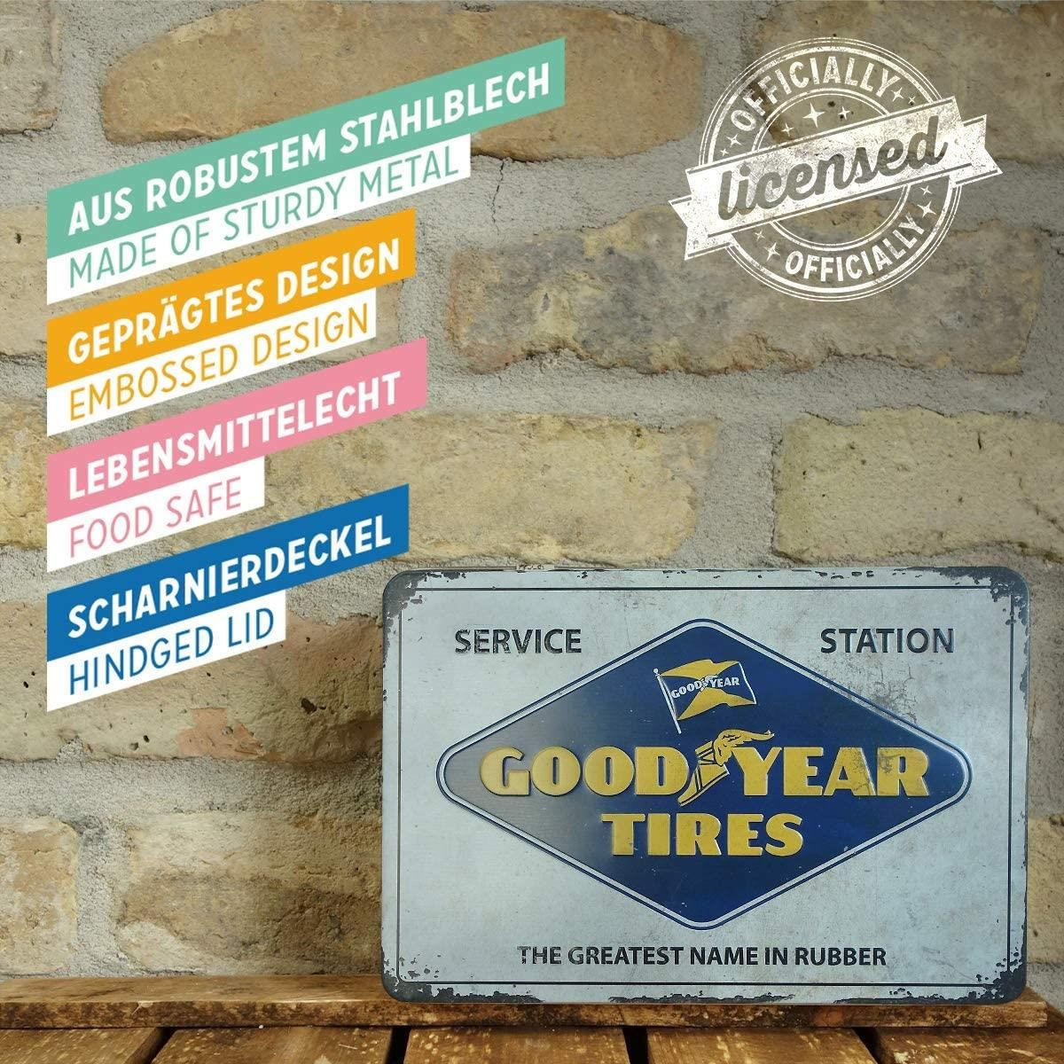 VORRATSDOSE flach Goodyear Logo White - Multicolor, Metall (23/7/16cm) - Nostalgic-Art