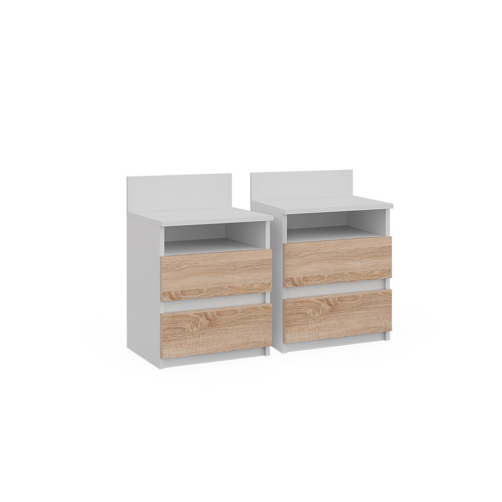 NACHTTISCH Monty Weiß/Sonoma 32.3 x 59.1 cm 2er Set - Weiß, Holzwerkstoff (32.3/59.1/39.6cm) - Vicco