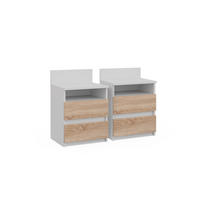 NACHTTISCH Monty Weiß/Sonoma 32.3 x 59.1 cm 2er Set - Weiß/Sonoma Eiche, Holzwerkstoff (32.3/59.1/39.6cm) - Vicco