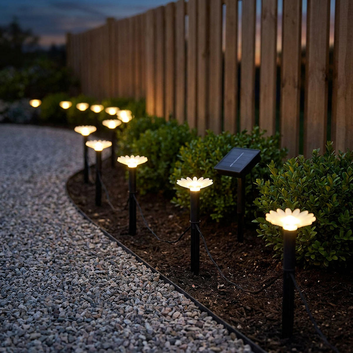 SOLAR-LICHTERKETTE LED Kunststoff Schwarz Blumenform 2er Set - Schwarz, Kunststoff (220/4.8/17.5cm) - Globo Lighting