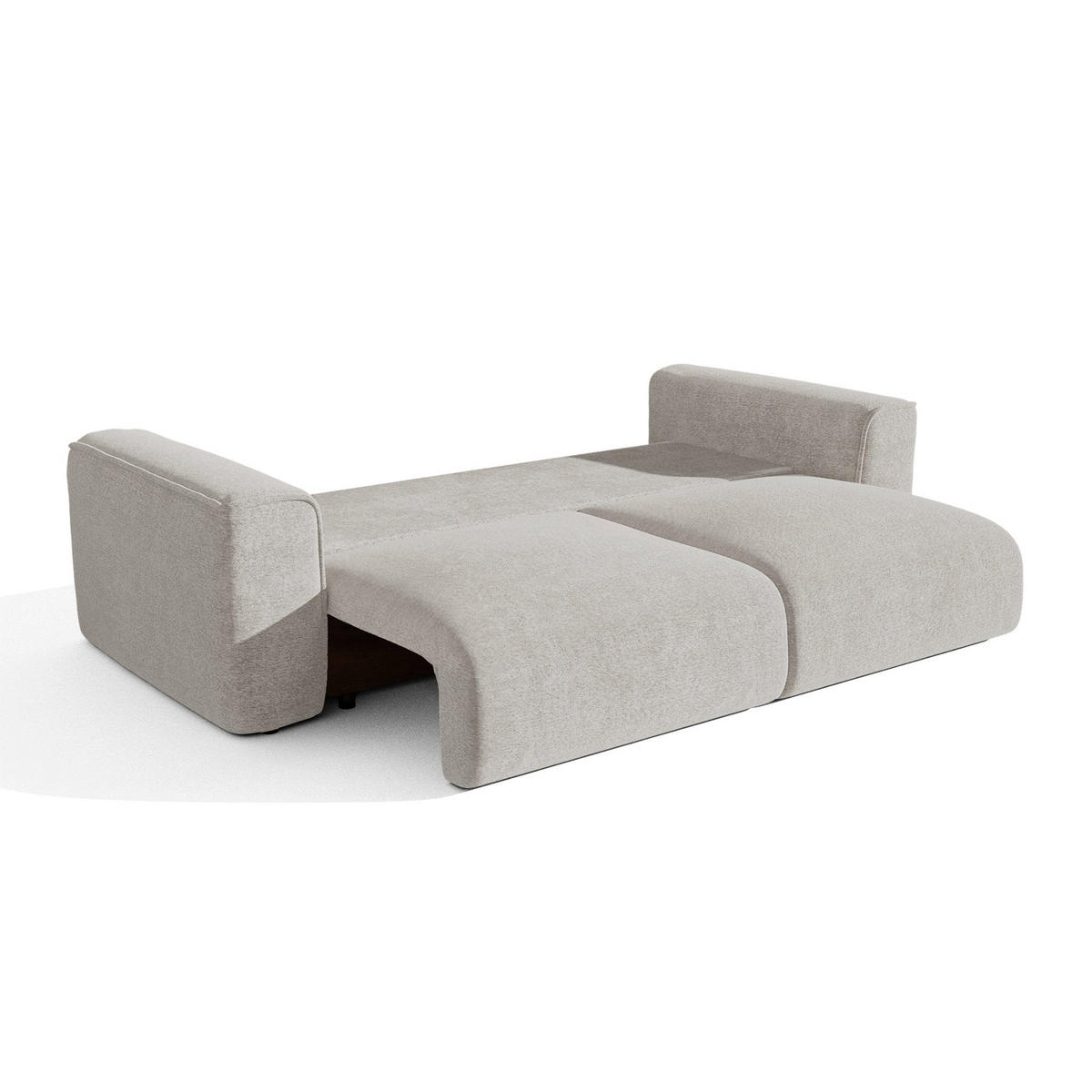 SCHLAFSOFA mit Stauraum COMO Bouclé-Stoff Hellgrau 254cm - Hellgrau/Grau, Textil (254/78/95cm) - Premium Interiors