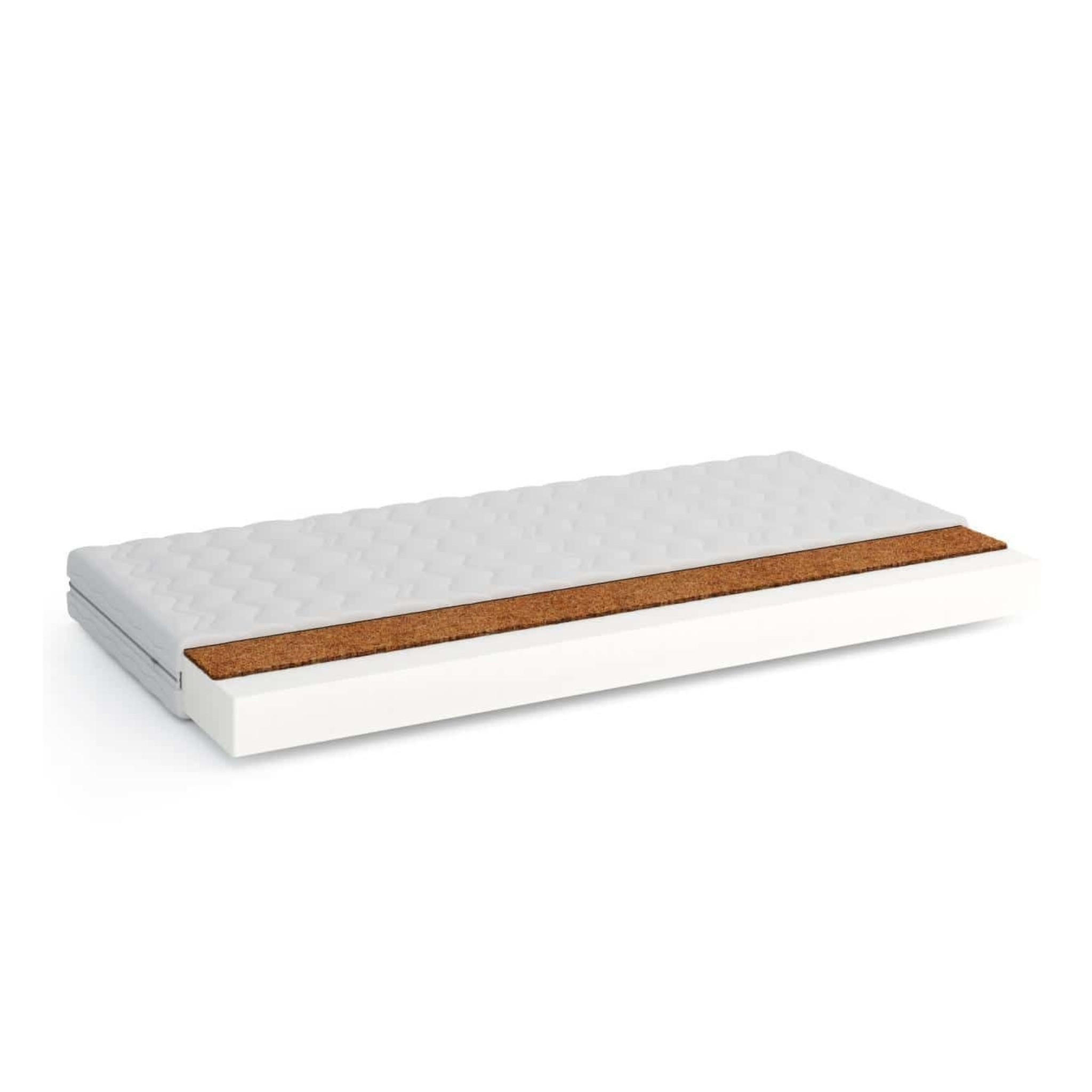 KALTSCHAUMMATRATZE + KOKOS 90/200/10 cm H2,5 - Weiß, Textil (90/200cm) - Deine Möbel 24