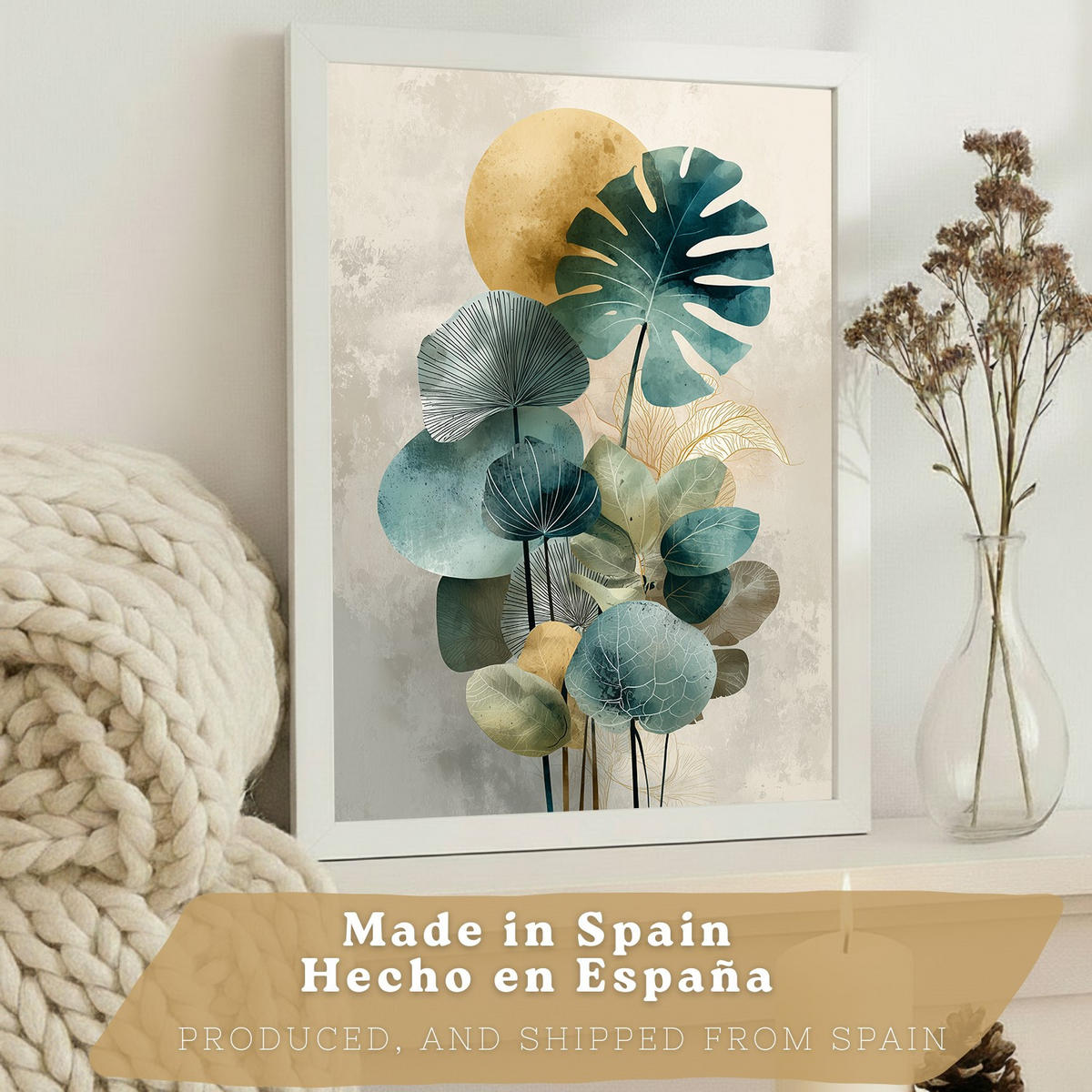 PLAKAT Sada 3 Barevná botanika A4 Bílý rám - bílá, papír (29.7/1/21cm) - Nacnic
