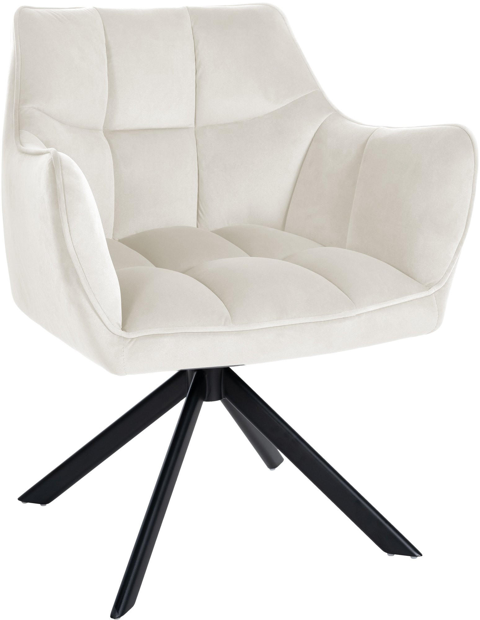 ARMLEHNENSTUHL Samt Creme - Creme/Schwarz, Textil/Metall (67/81/58cm) - CLP