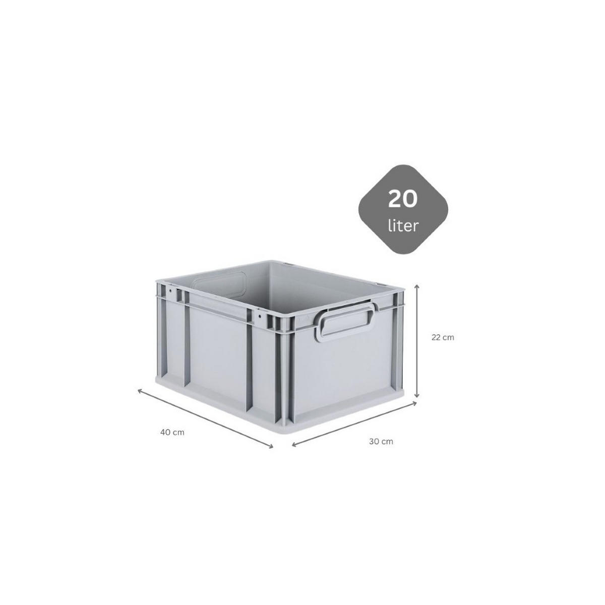 EUROBOX 5x Nextgen Economy Mit Scharnierdeckel Grau/Rot Griffe Geschlossen 20 Liter - Rot, Kunststoff (30/22/40cm) - PROREGAL