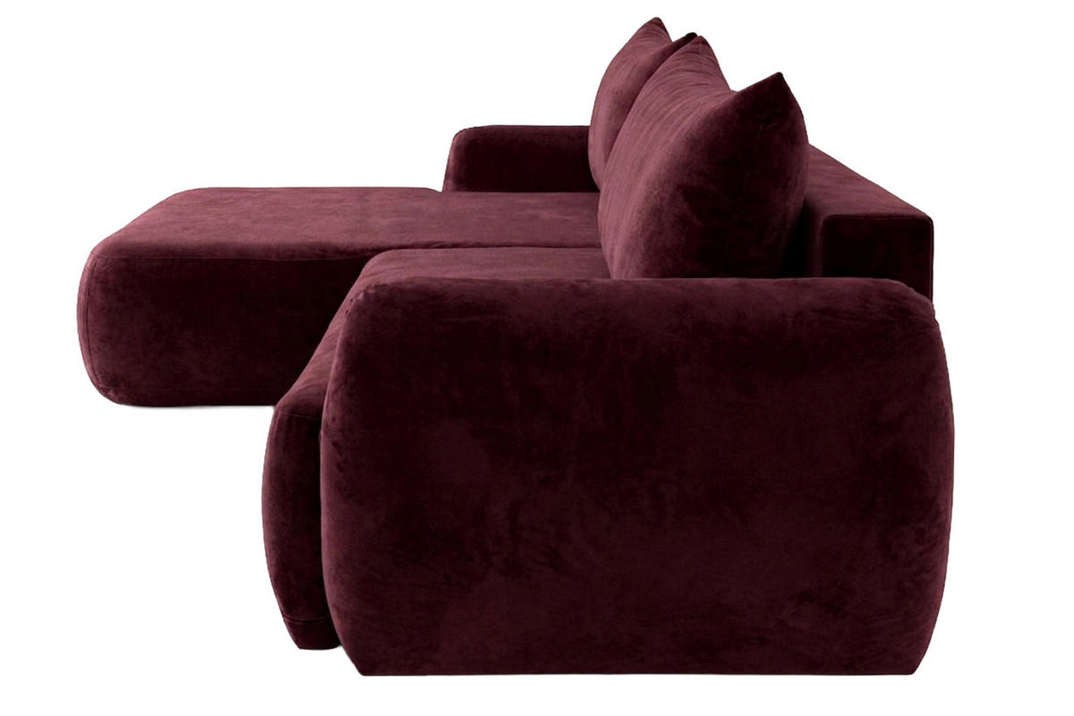 ECKSOFA Mit Schlaffunktion Und Bettkasten, Chenille-Stoff Perfecto, Rotwein, Links, HELA II - Weinrot, Holz (280/184cm) - Kaiser Möbel
