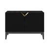 SIDEBOARD Demi 2D Long, Schwarz-Gold, Mit Gefrästen Fronten, Massive Buche - Schwarz, Holz/Holzwerkstoff (100.5/70/42cm) - Visby
