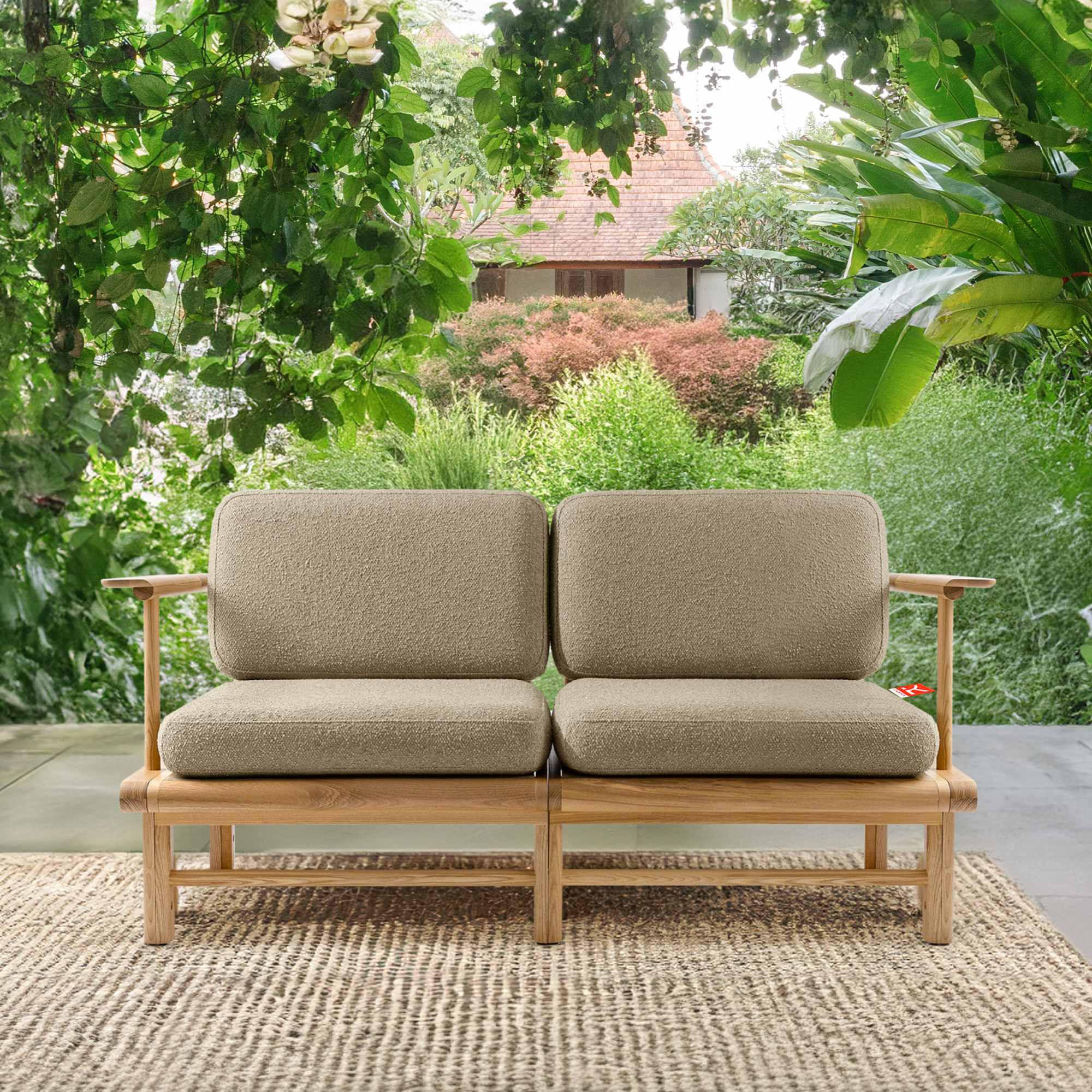 GARTENSOFA ATREDA 2-Sitzer - Beige, Holz/Textil (160/74/80cm) - KONSIMO®