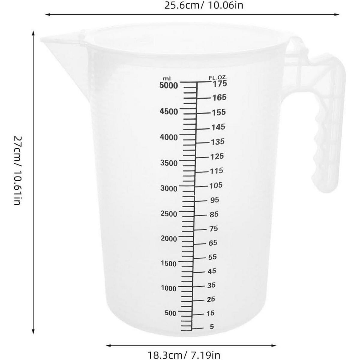 MESSBECHER 5 Liter mit Deckel und Skala - Transparent, Kunststoff (5L)
