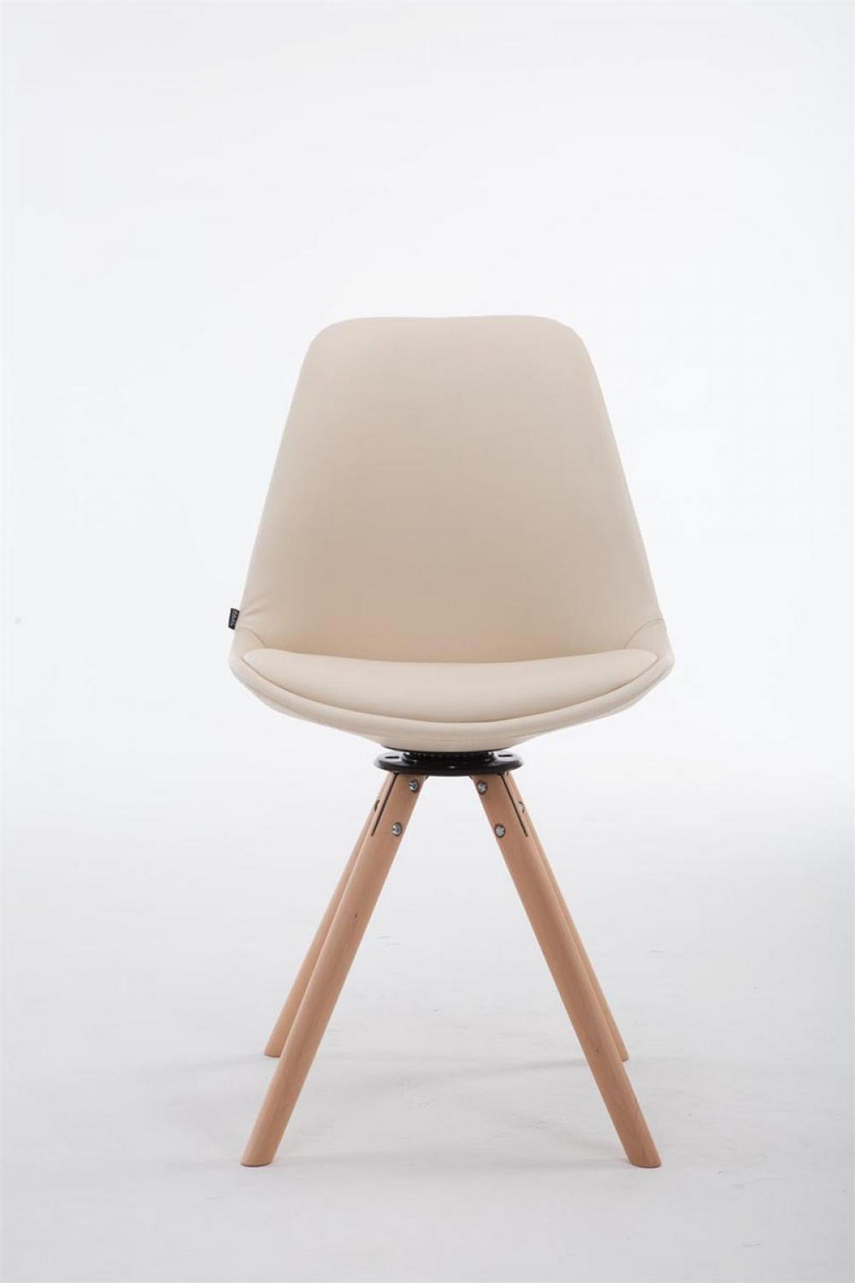 STUHL Lederlook creme - Eukalyptusholzfarben/Creme, Holz/Textil (48/84/56cm) - CLP