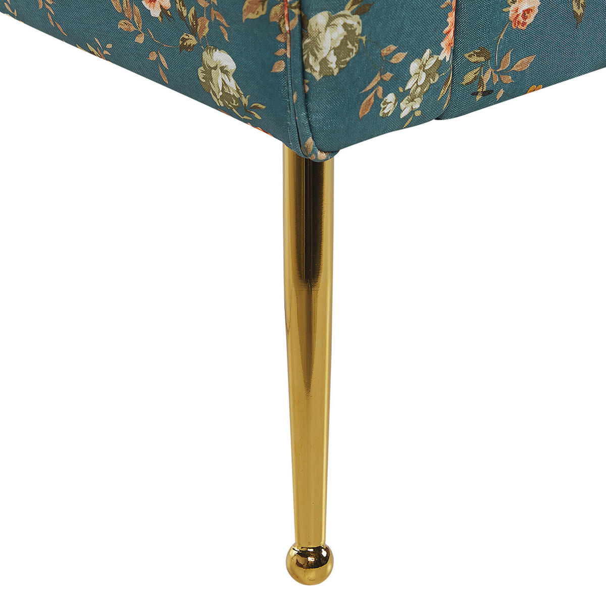 CHAISELONGUE Samtstoff seeblau/gold Blumenmuster Nantilly - Blau/Goldfarben, Textil (175/76/70cm) - Beliani